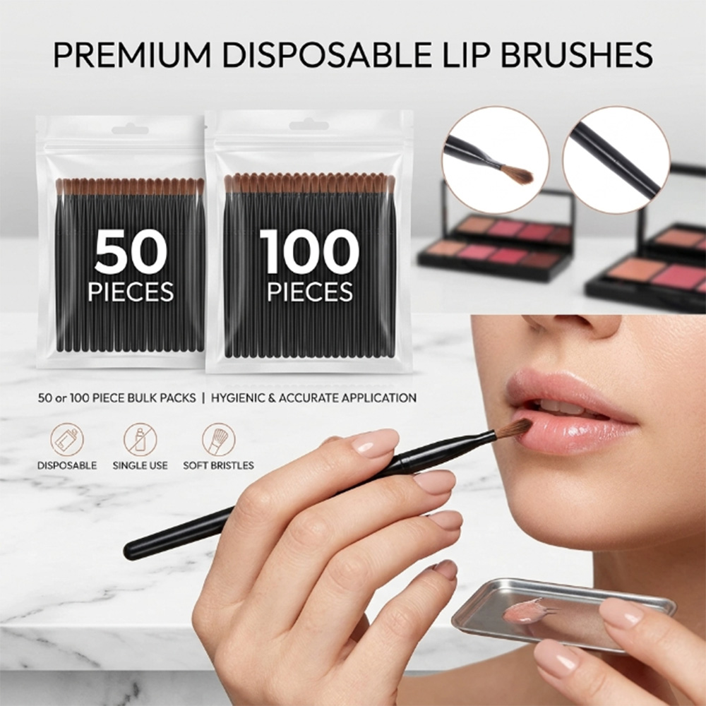 Makeup Beauty Set - 50/100 adet Tek Kullanımlık Dudak Fırçası