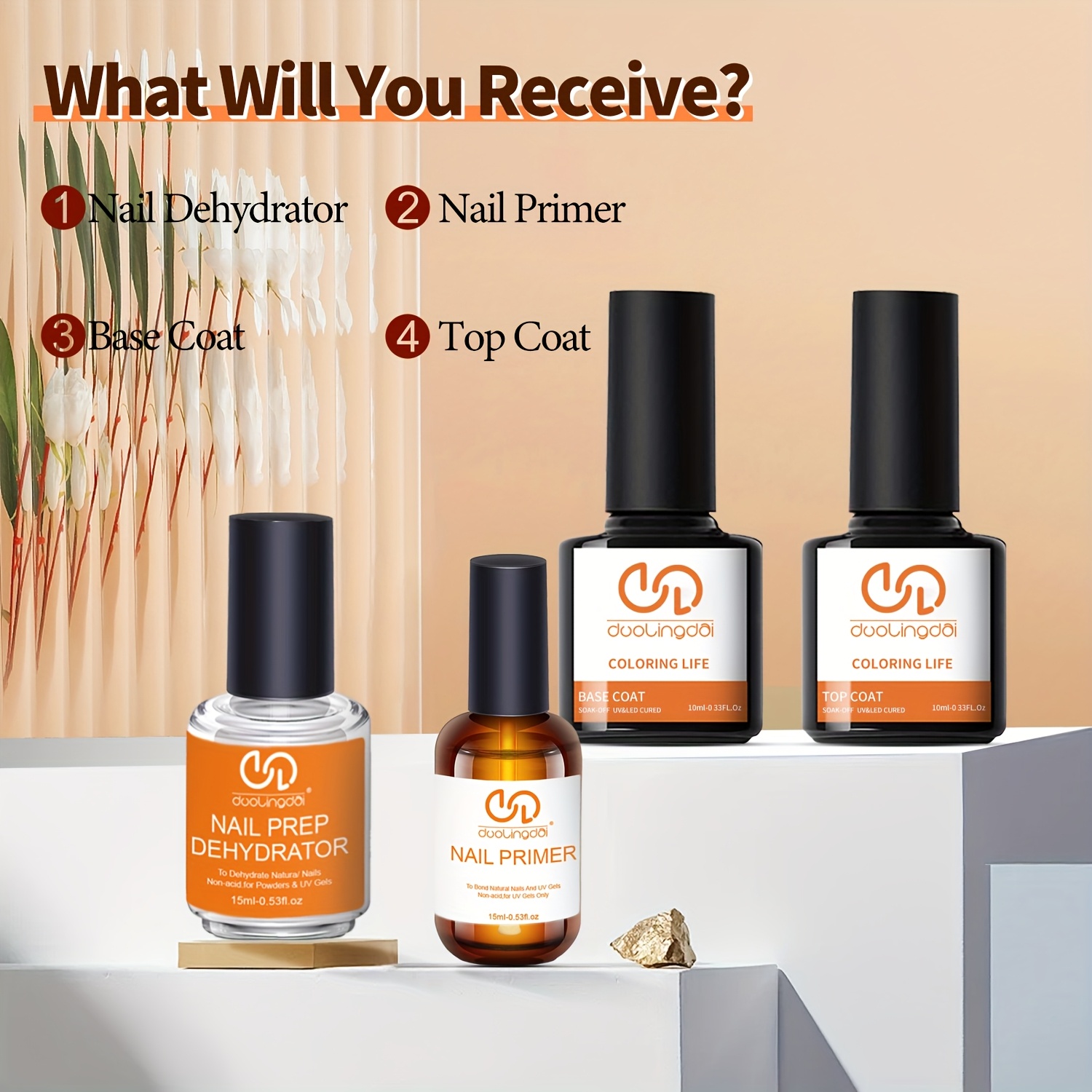 Nail Dehydrator Primer - 4 adet Üst Kat ve Baz