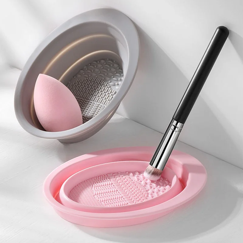 Beauty Makeup Supply - Katlanabilir Silikon Makyaj Fırçası Temizleyici Kase