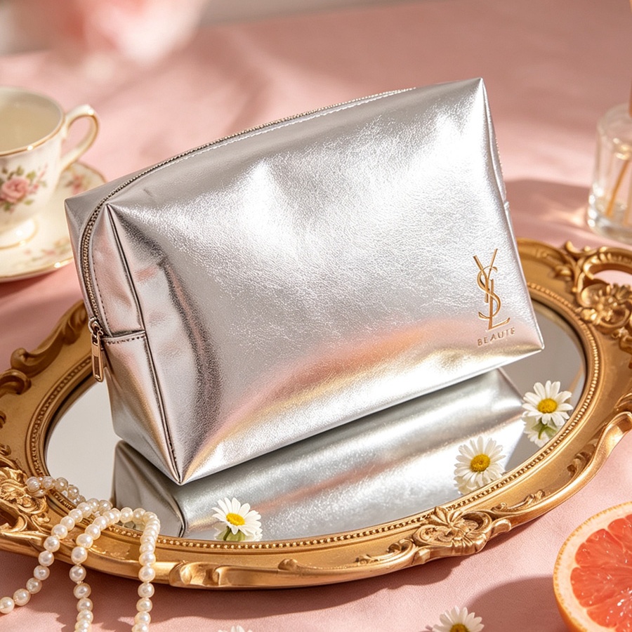 Gümüş rengi kozmetik çantası,  - Ysl Beauty Makeup incelemesi ve fiyatı